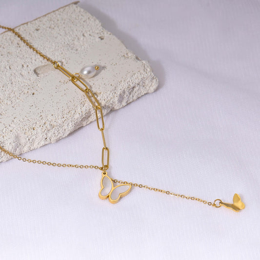 Dainty Butterfly Charm Choker Necklace