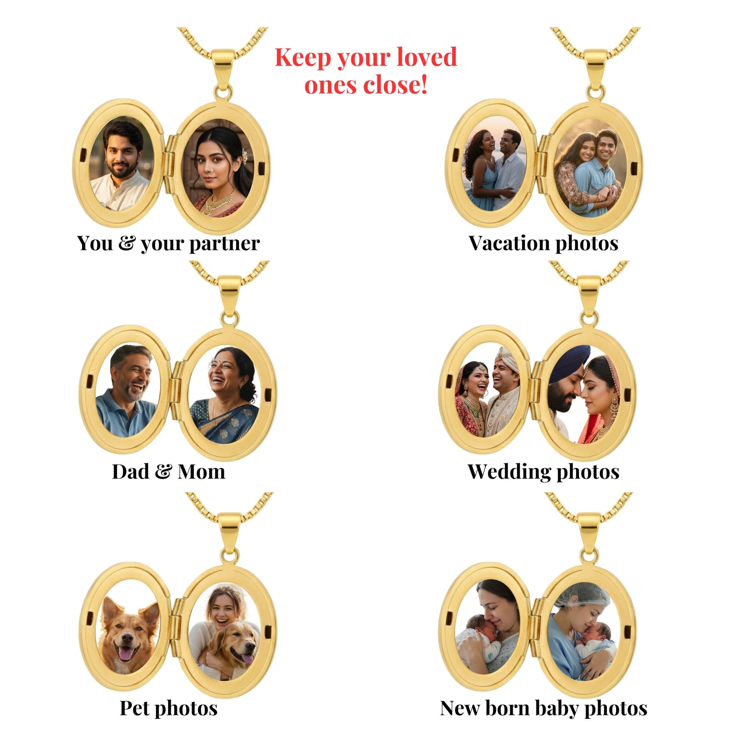 Personalised Oval Photo Locket Necklace