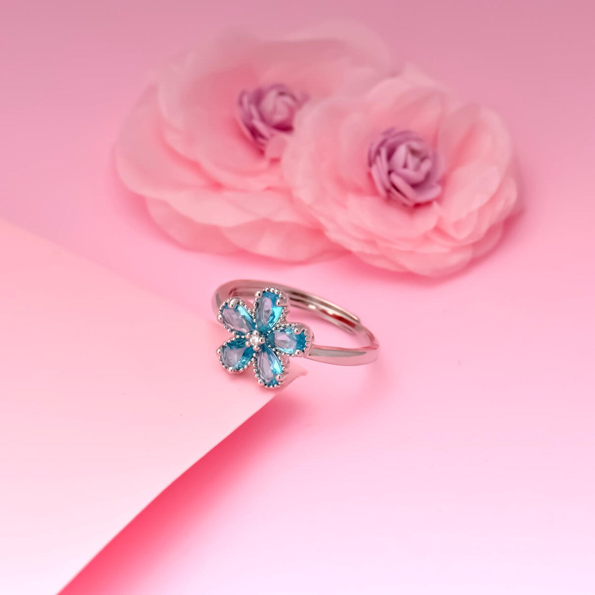 Aquamarine Flower Ring