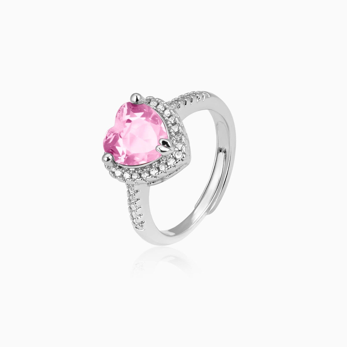 Pink Crystal Heart Ring