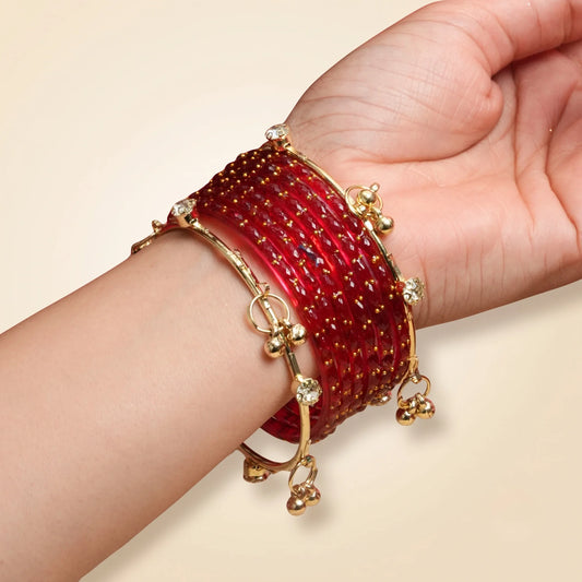 Cherry Ghungroo Bangle Set