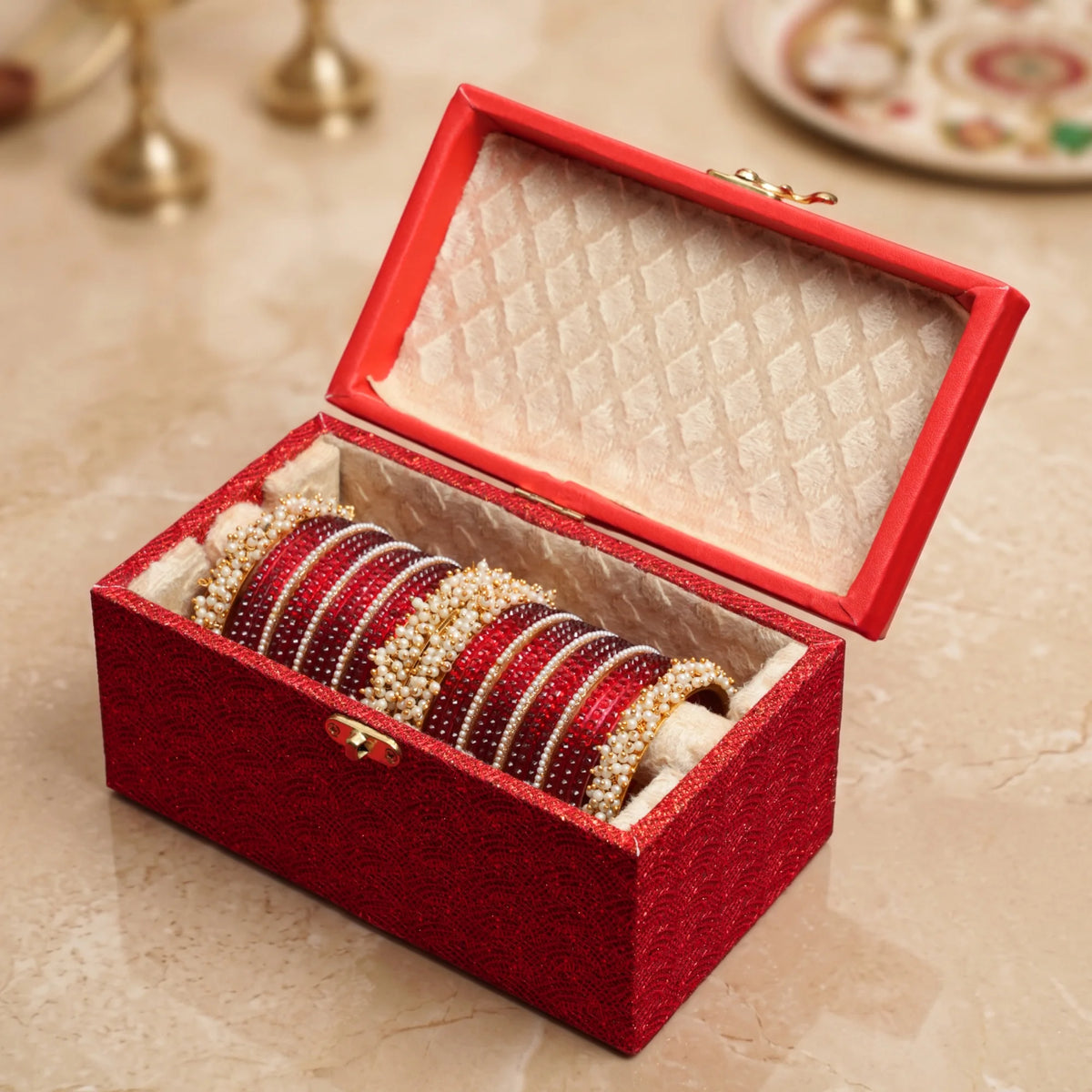 Cherry Pearl Cascade Bangle Set