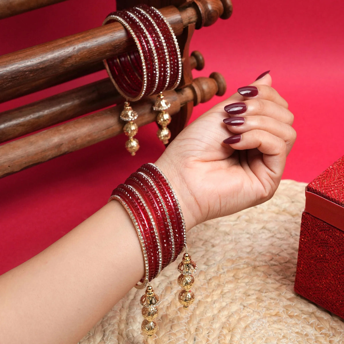 Crimson Charm Bangle Set