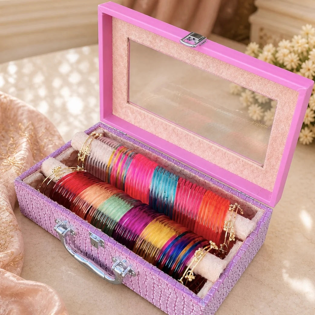 Jelly Bangle Trunk Box (96 Bangles + 8 Ghungroo Bangles)