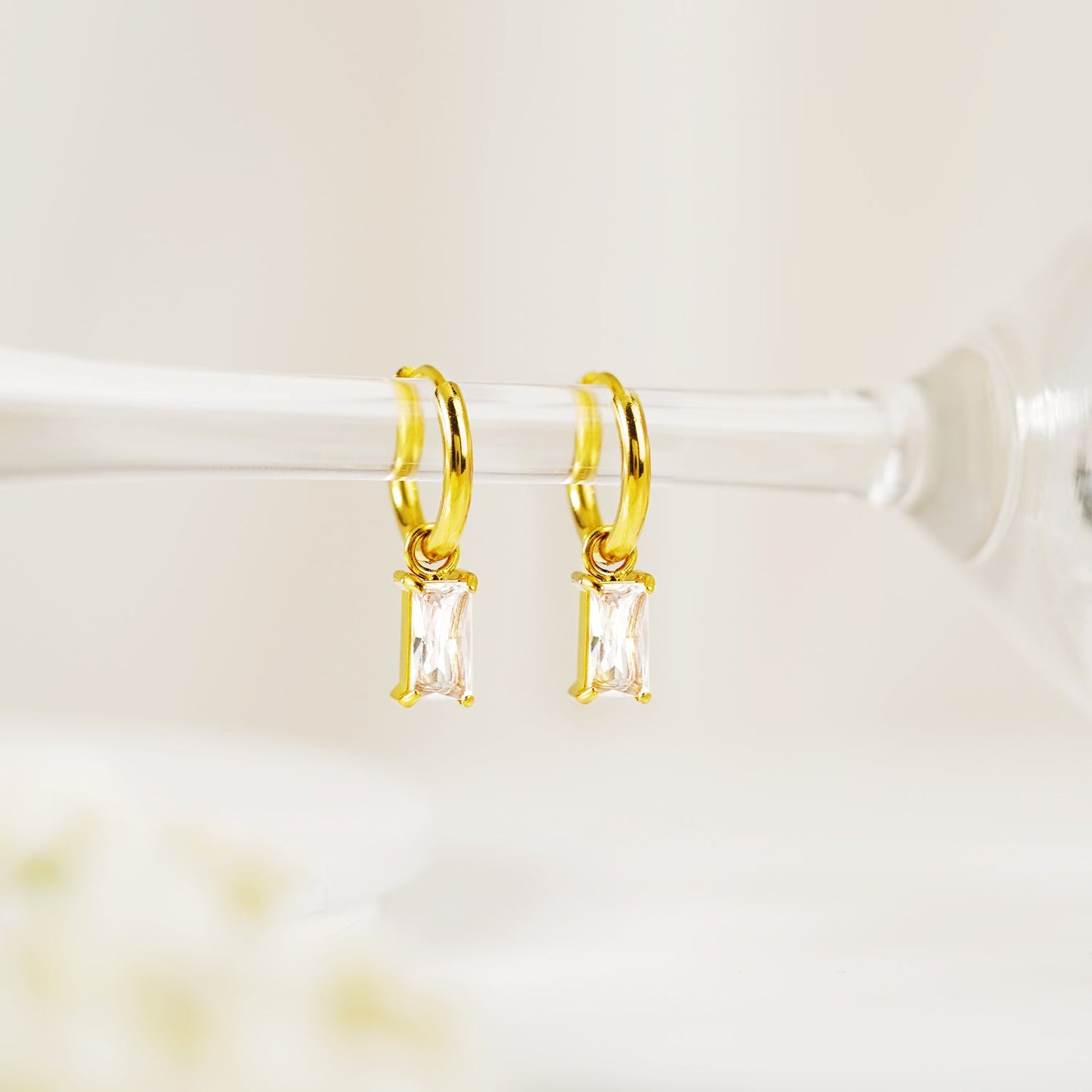 Golden Sparkle Stone-Set Earrings