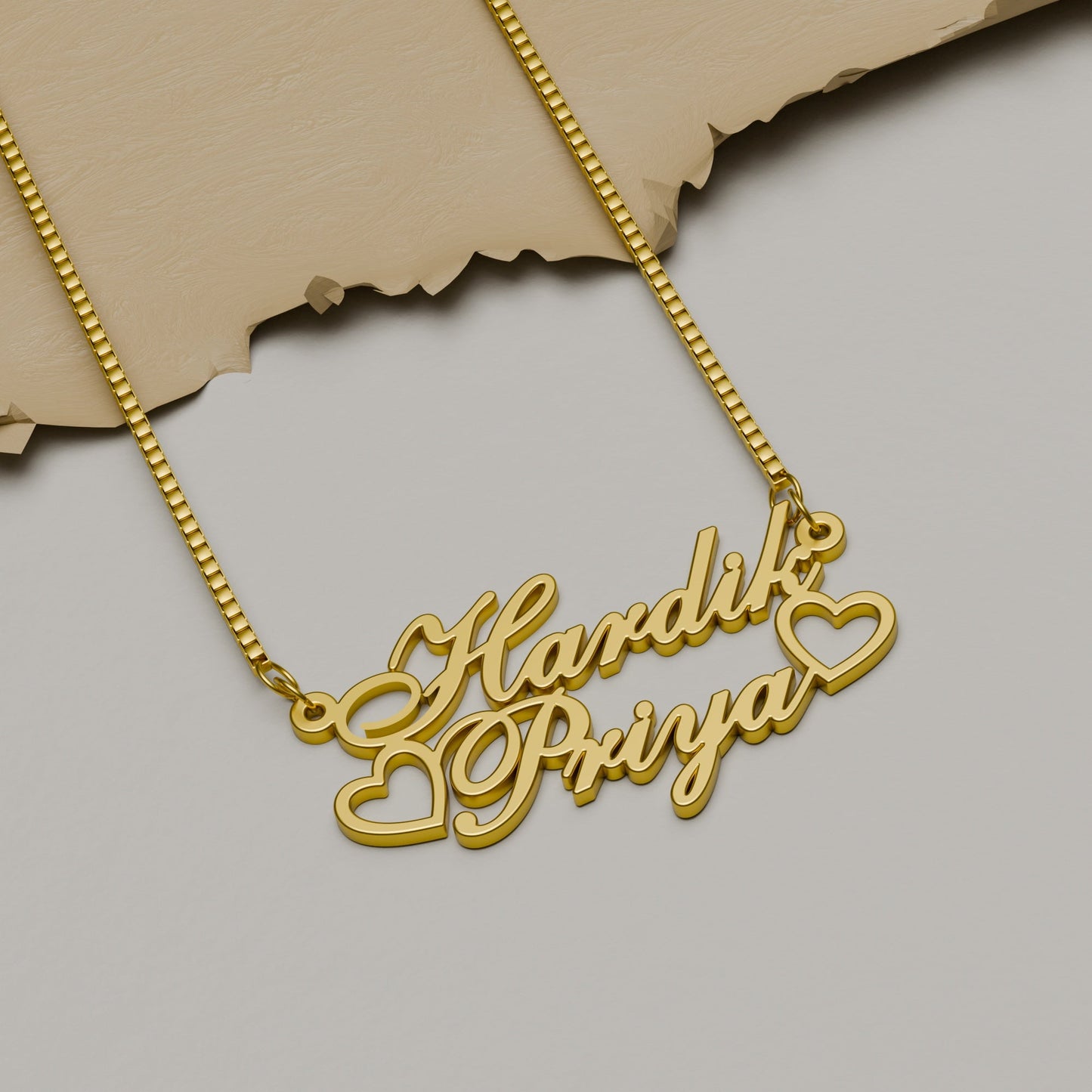 18K Gold Plated Hollow Love Couple Name Necklace