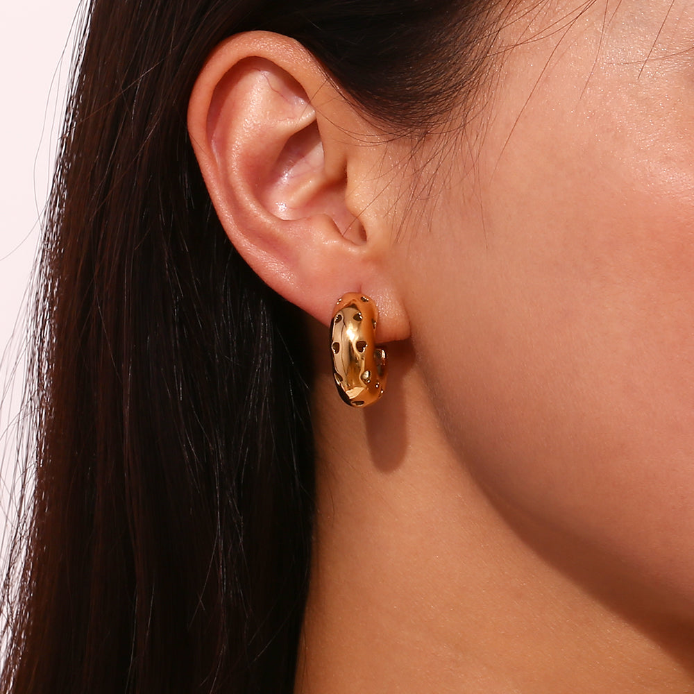 Golden Hollow Hoops Earrings