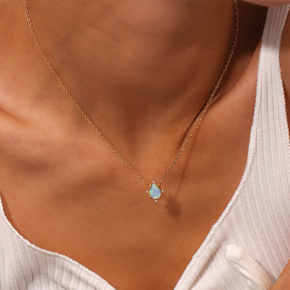 Ethereal Opal Teardrop Necklace