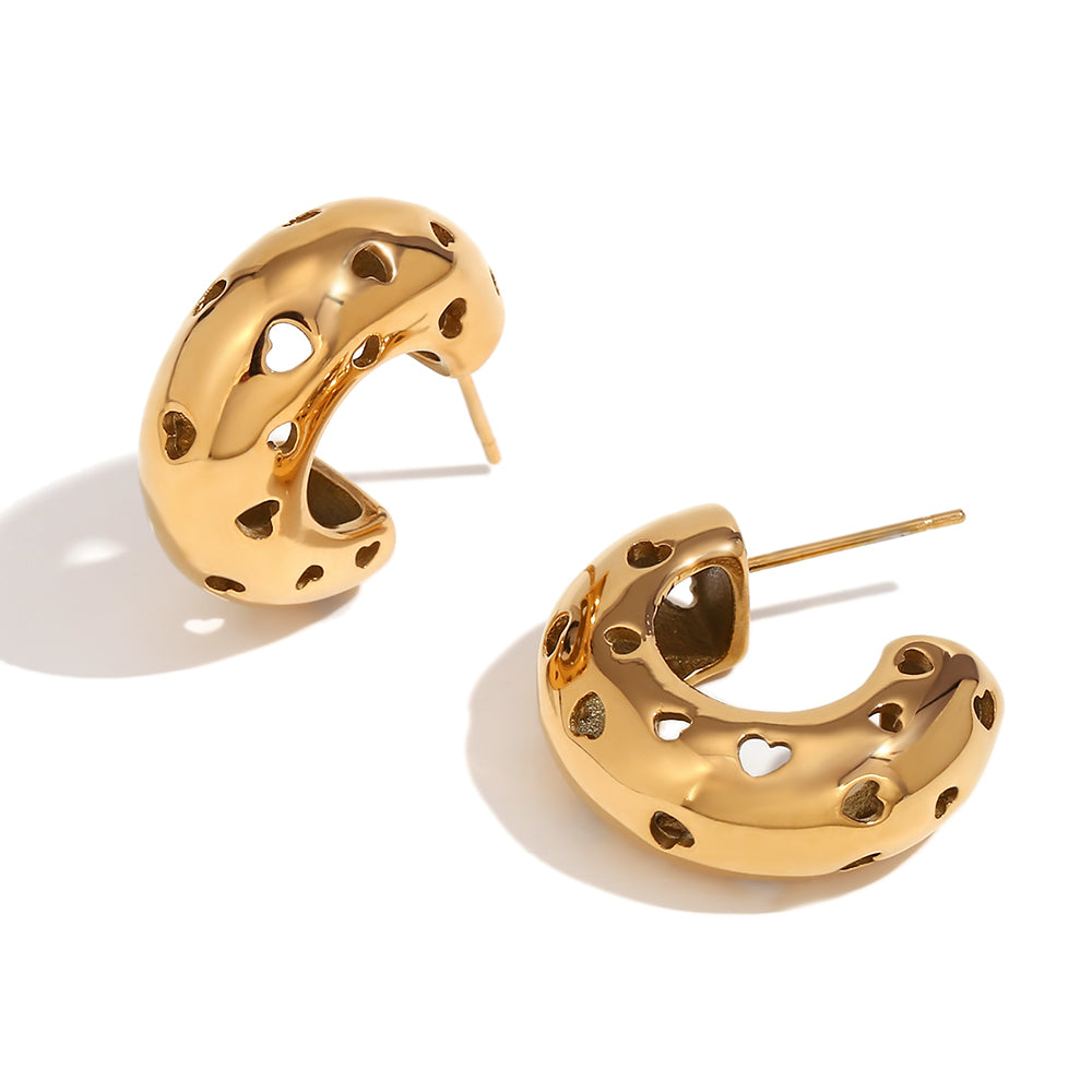 Golden Hollow Hoops Earrings