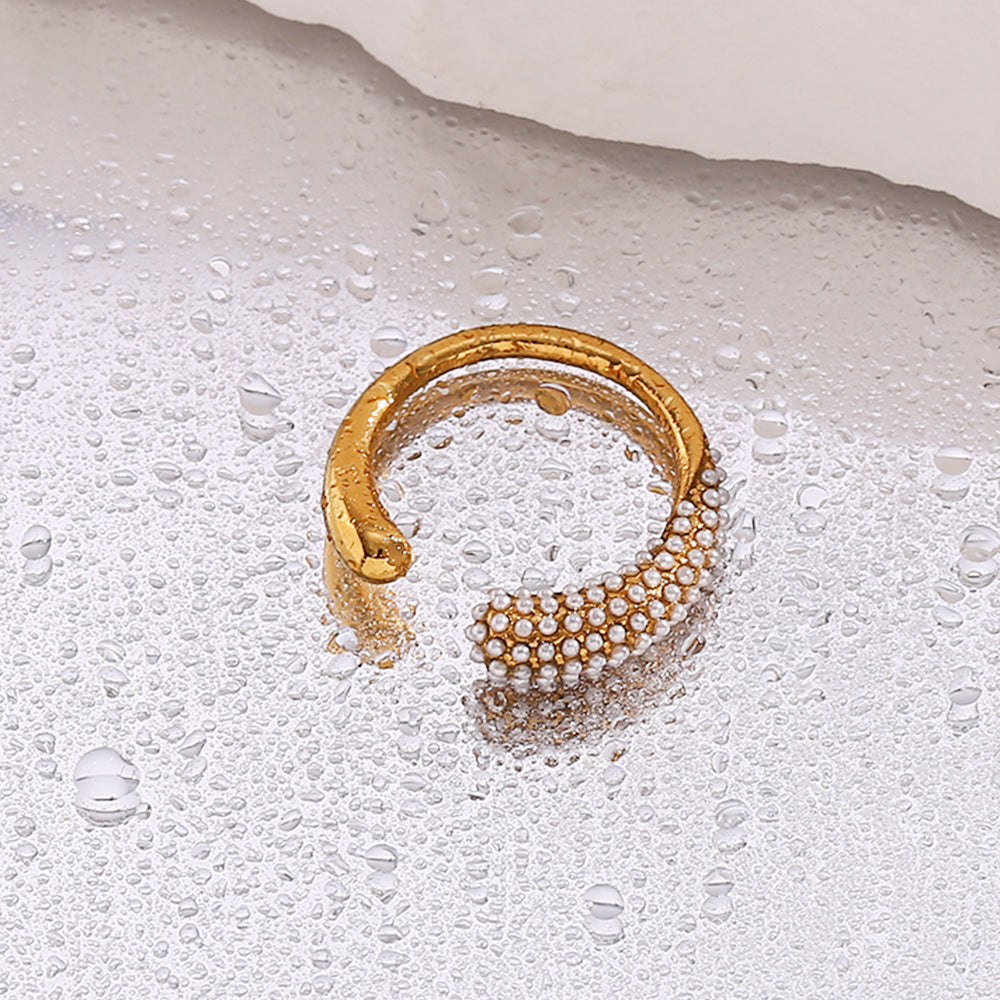 Eau Adjustable Pearl Drop Ring