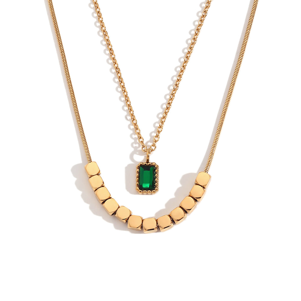 Double Layer Green Stone Necklace