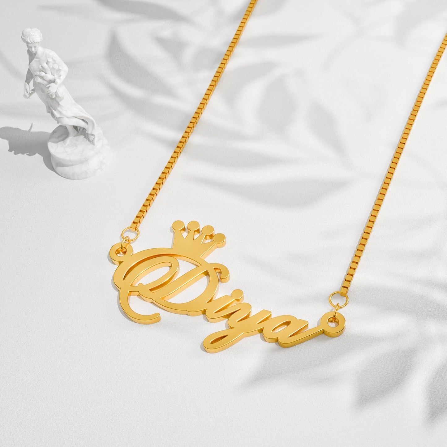 18K Gold Plated Crown Name Necklace