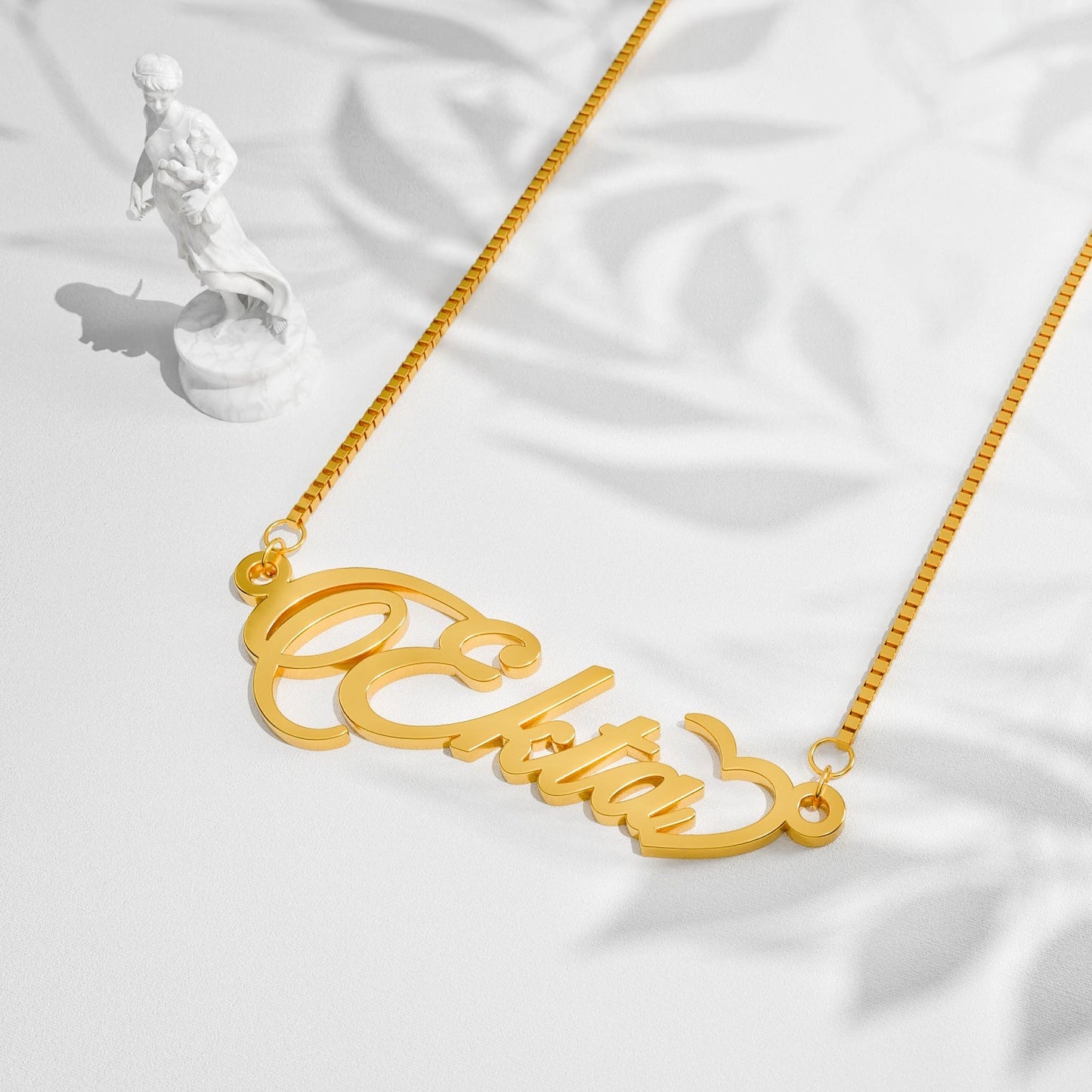 18K Gold Plated Half Heart Name Necklace