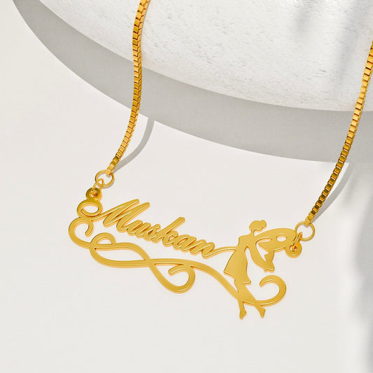 18K Gold Plated Angel Design Name Necklace