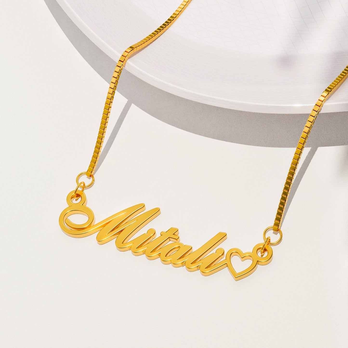 18K Gold Plated Hollow Heart Name Necklace