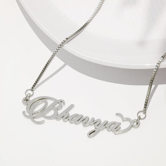 Silver Plated Half Heart Name Necklace