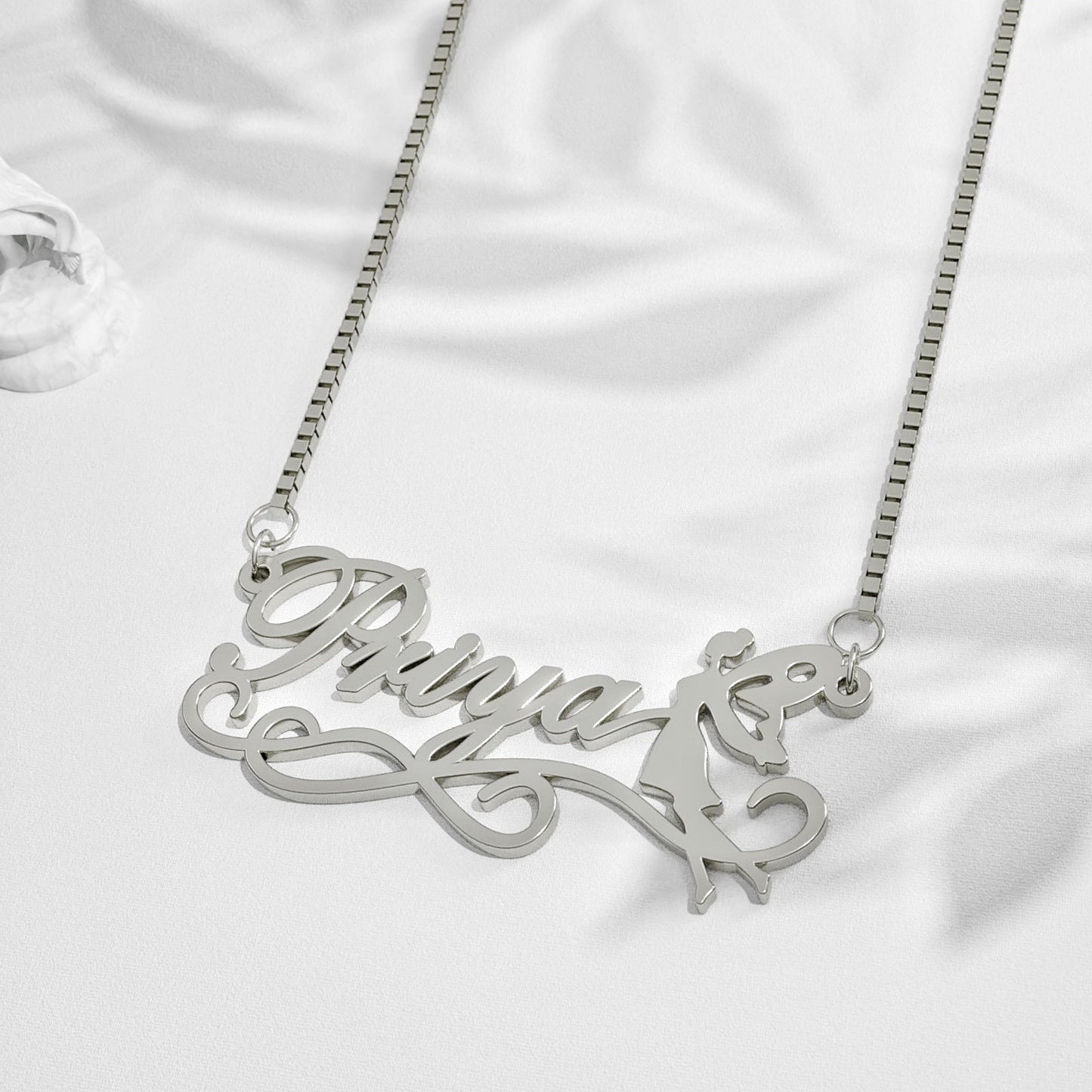 Silver Plated Angel Design Name Necklace