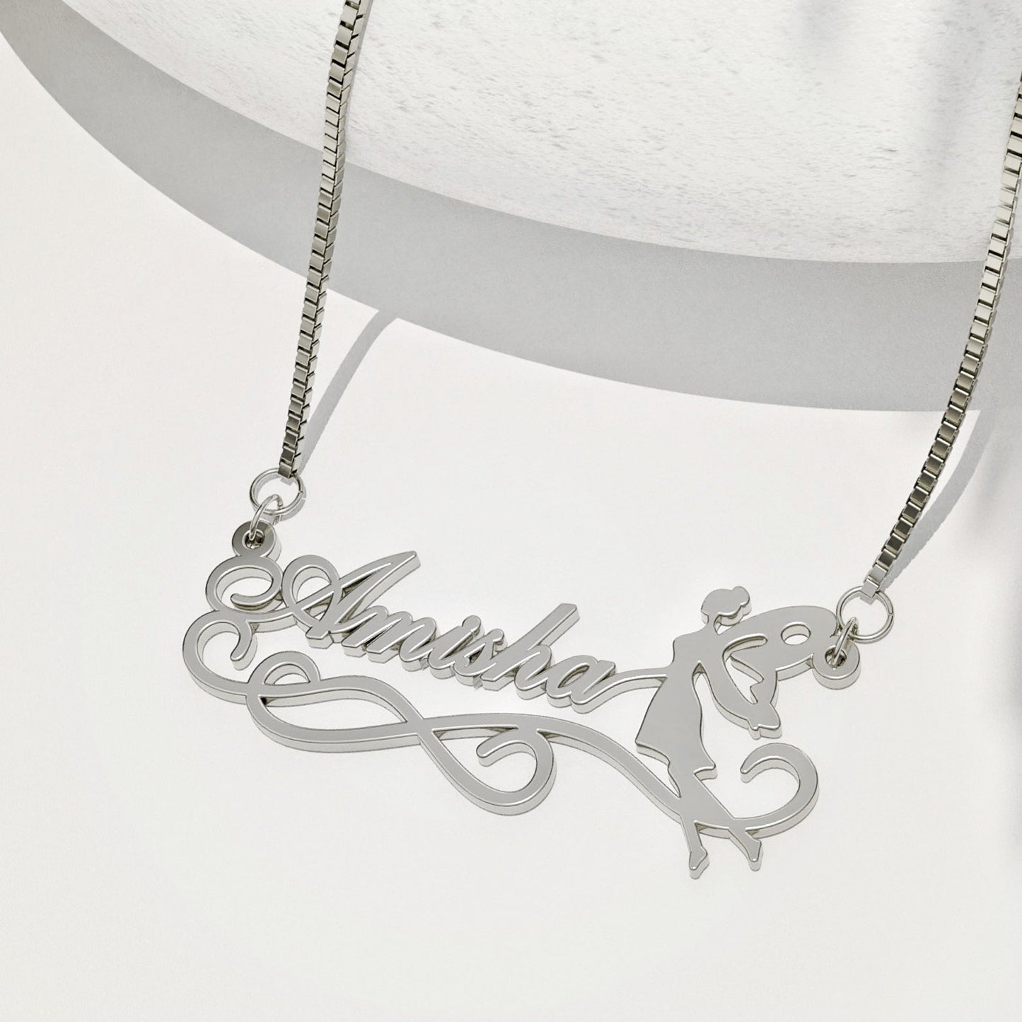 Silver Plated Angel Design Name Necklace