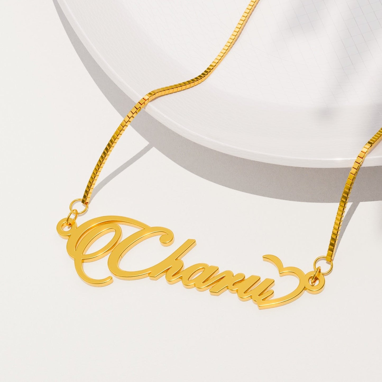 18K Gold Plated Half Heart Name Necklace