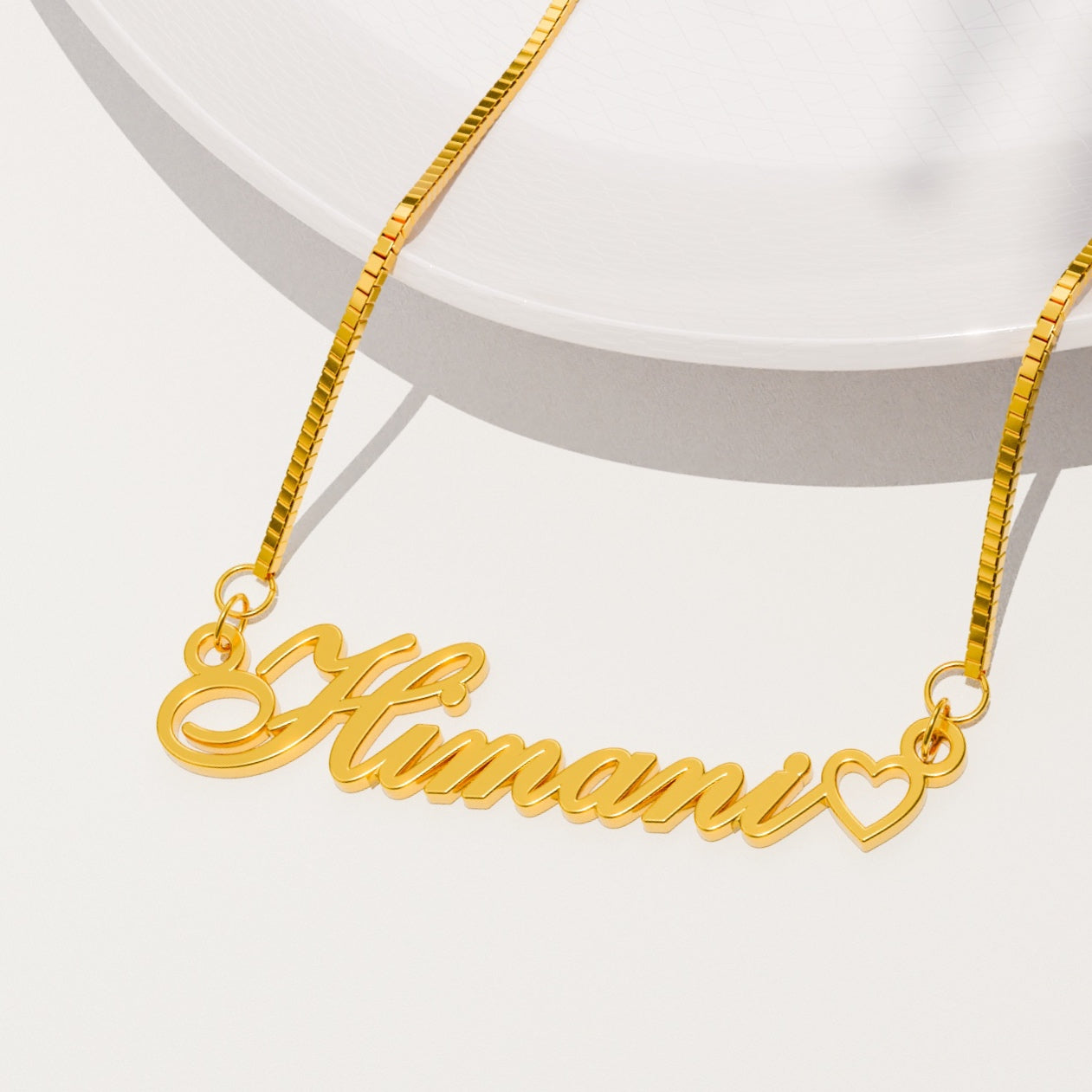 18K Gold Plated Hollow Heart Name Necklace