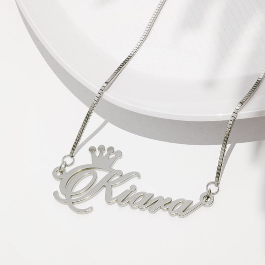 Silver Plated Crown Name Necklace