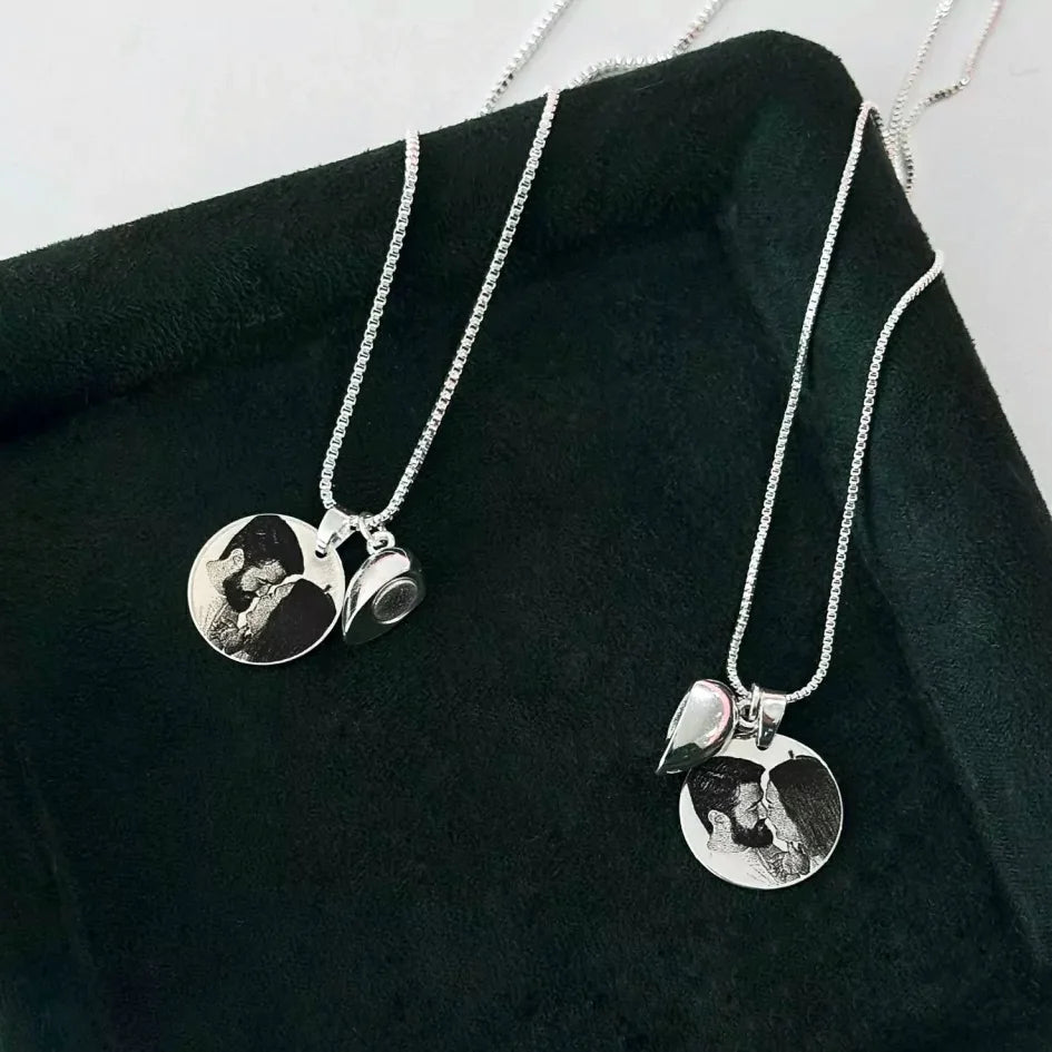 Matching Couple Memory Necklaces
