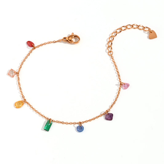 Eternal Rainbow Gemstone Charms Anklet