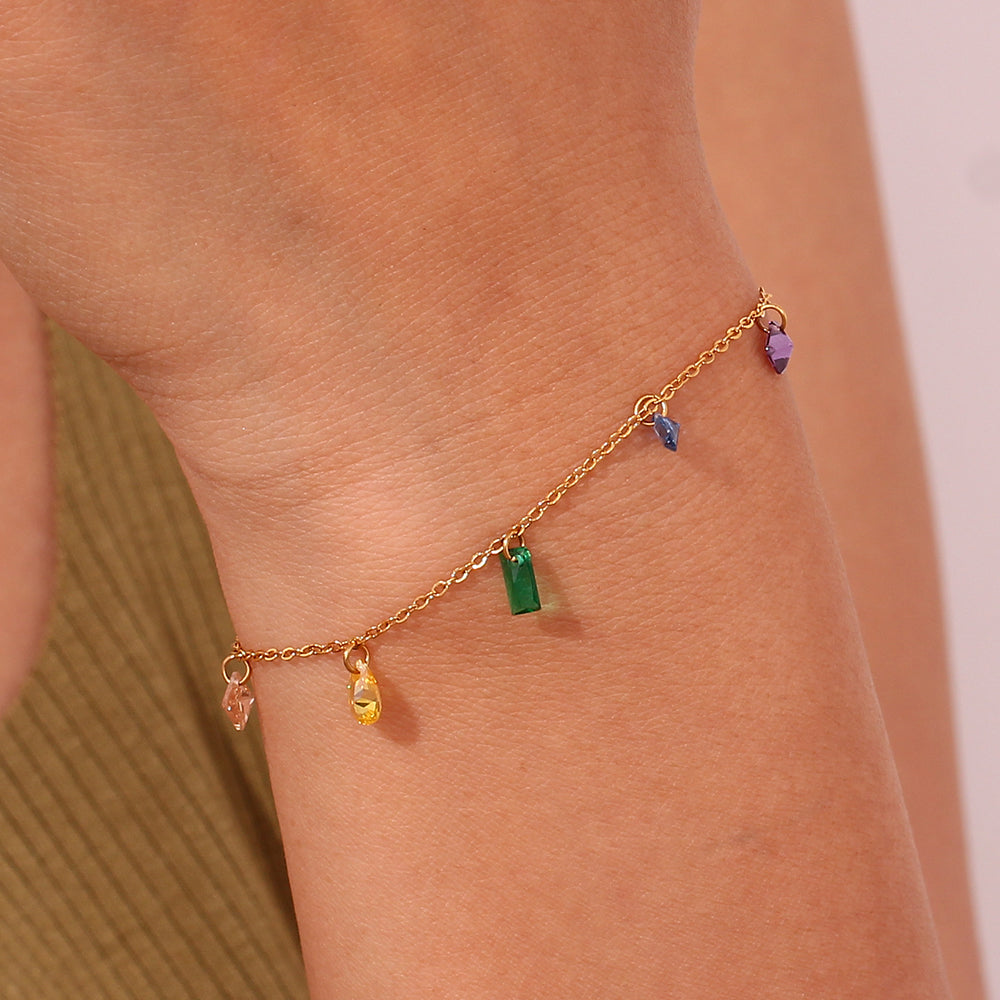 Eternal Rainbow Gemstone Charm Bracelet