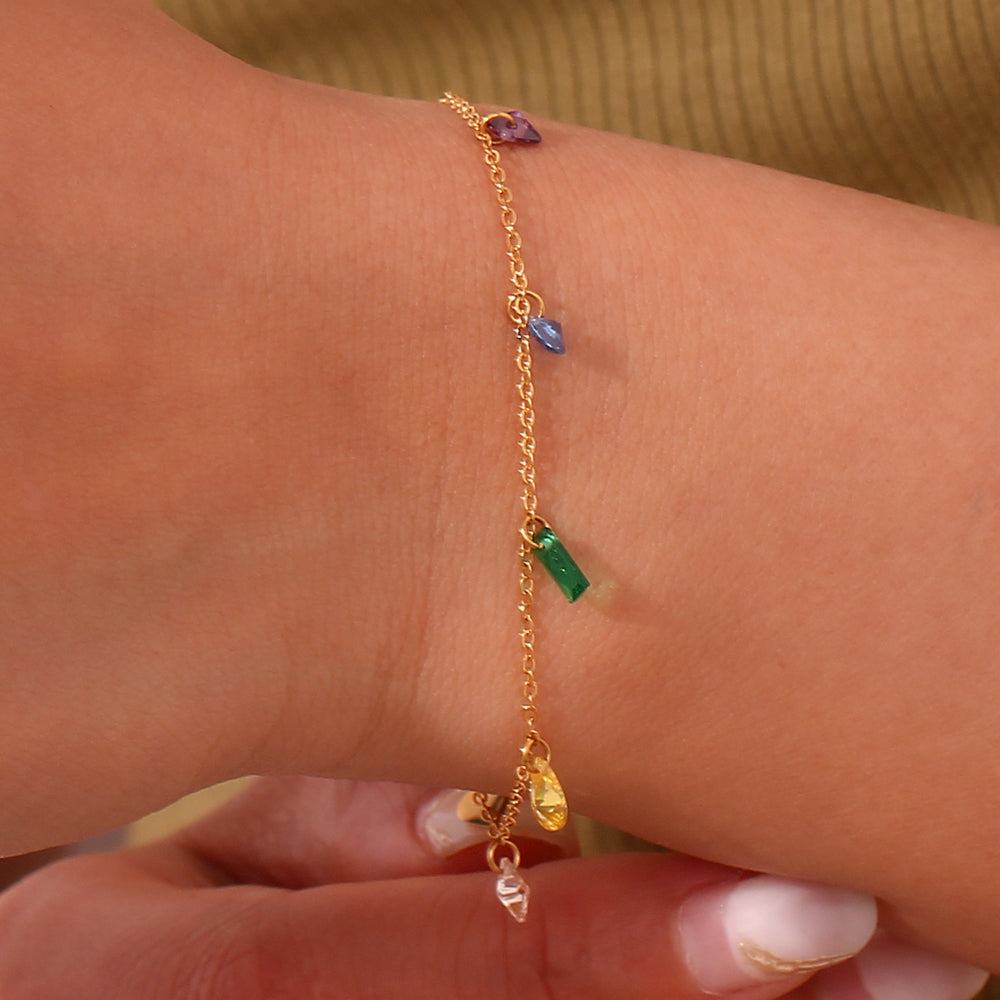 Eternal Rainbow Gemstone Charm Bracelet