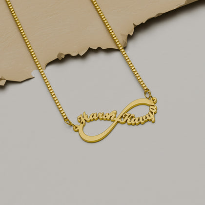 18K Gold Plated Infinity Couple Name Necklace