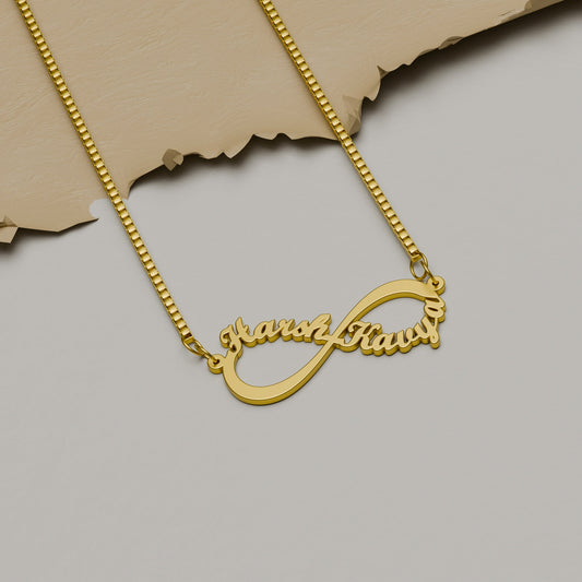 18K Gold Plated Infinity Couple Name Necklace