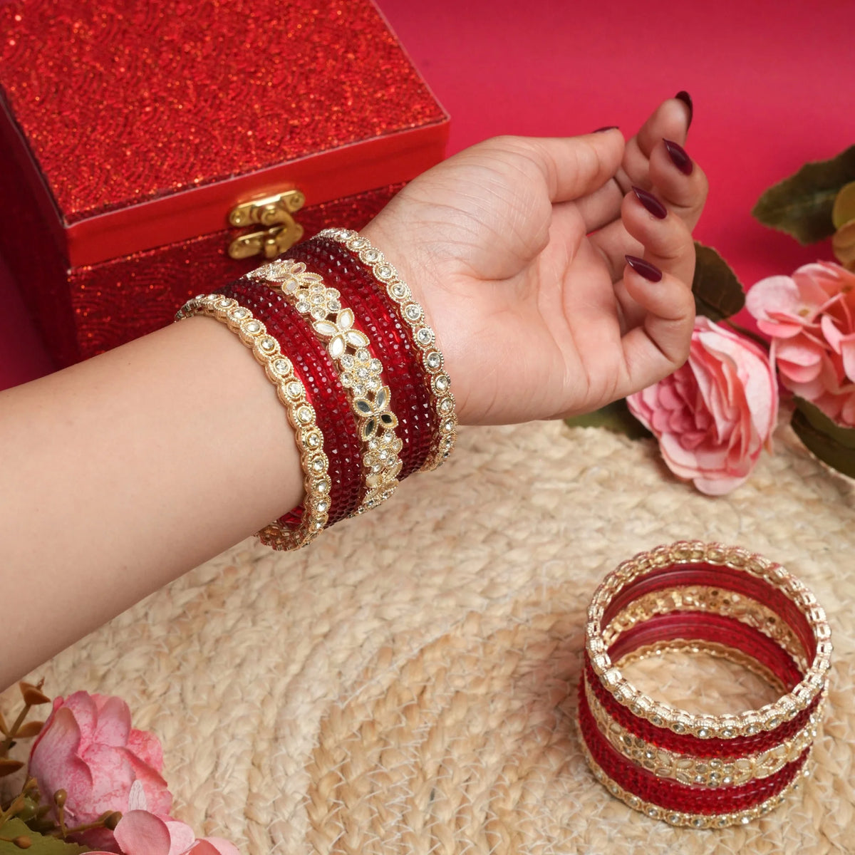 Rose Petal Bangle Set