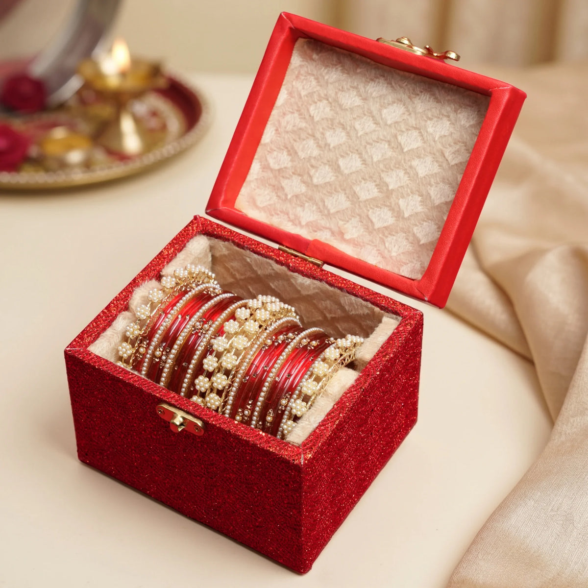 Ruby Pearl Bangle Set