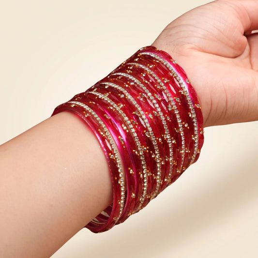 Ruby Shimmer Bangle Set