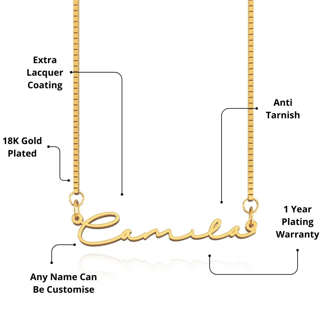 18K Gold Plated Signature Name Necklace