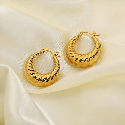 Golden Twisted Hoop Earrings