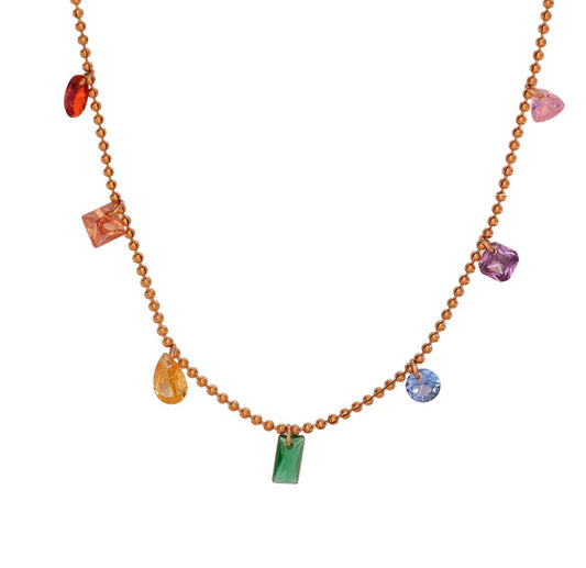 Eternal Rainbow Gemstone Charms Necklace