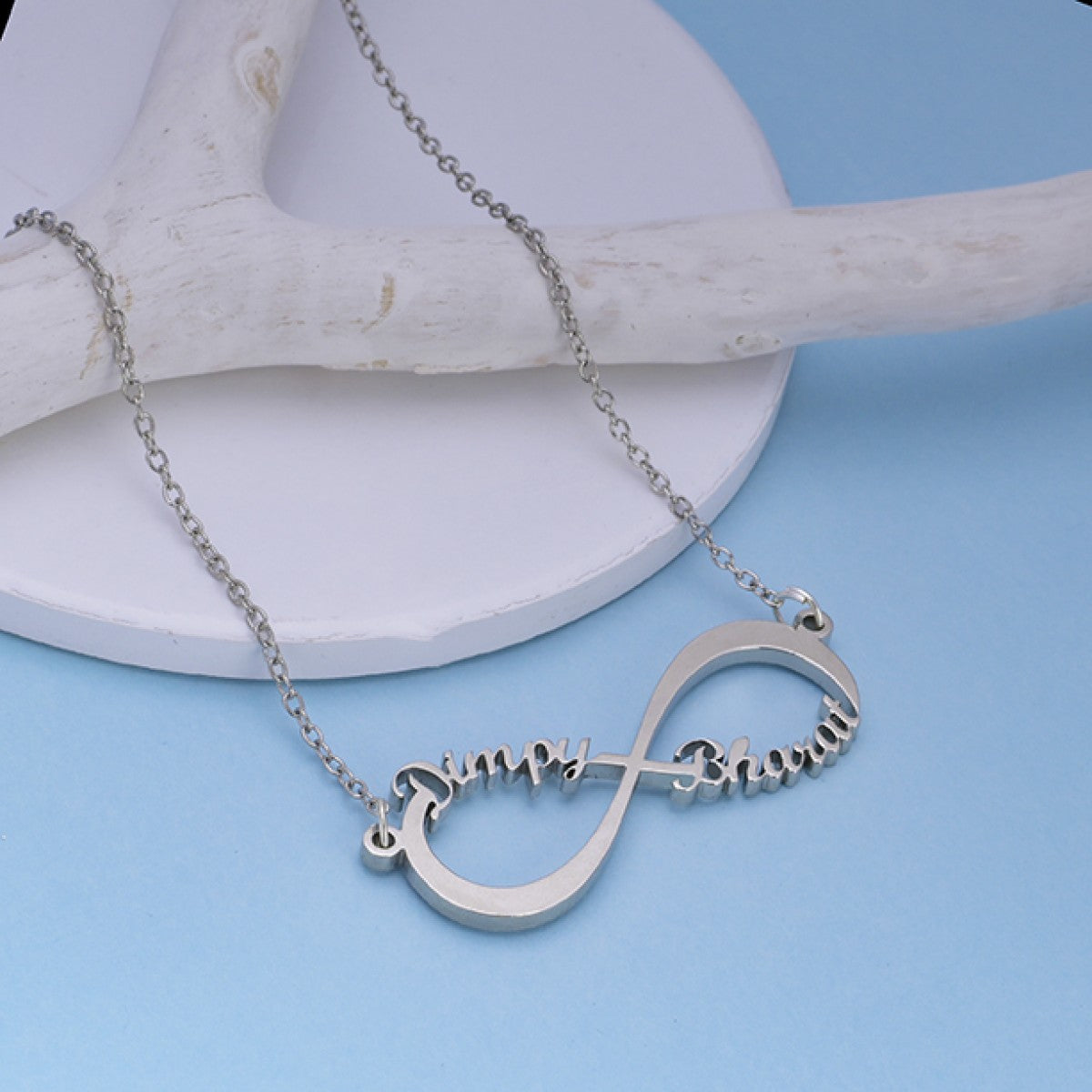 Silver Plated Infinity Couple Name Necklace