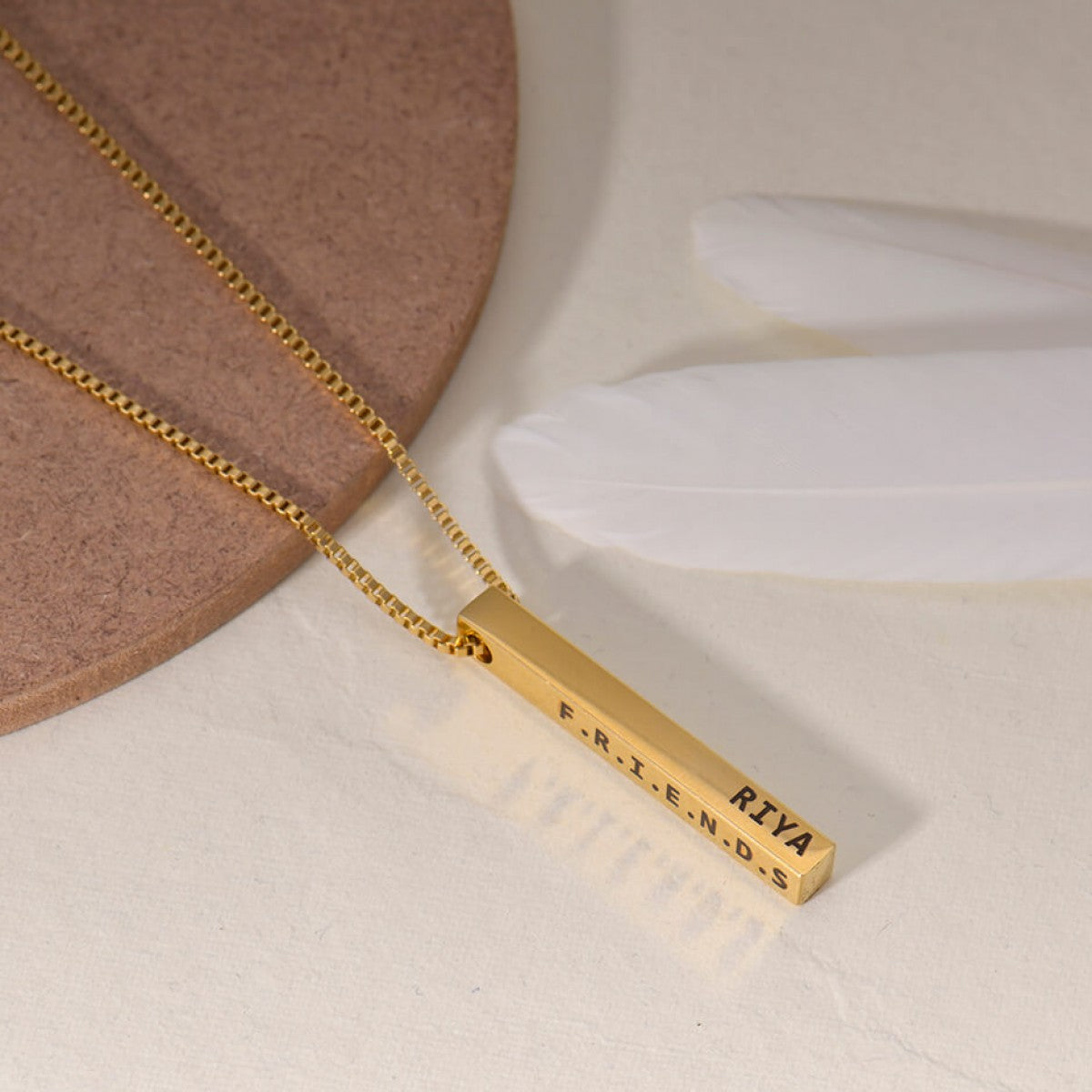 18K Gold Plated 3D Bar Name Necklace