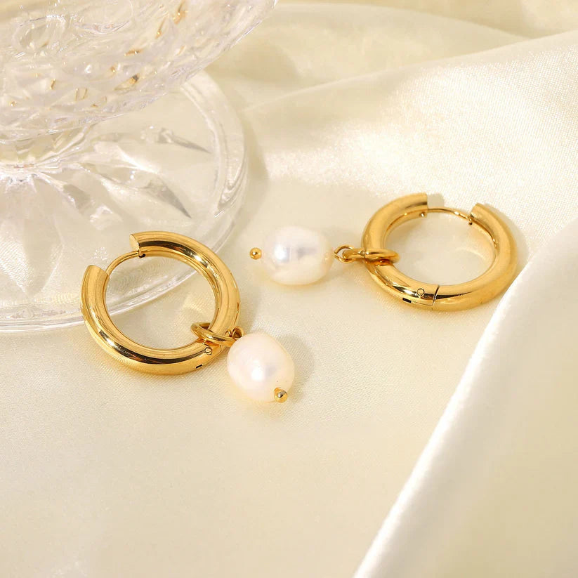 Golden Pearl Drop Earrings