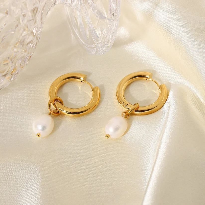 Golden Pearl Drop Earrings