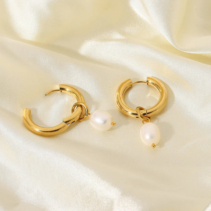 Golden Pearl Drop Earrings