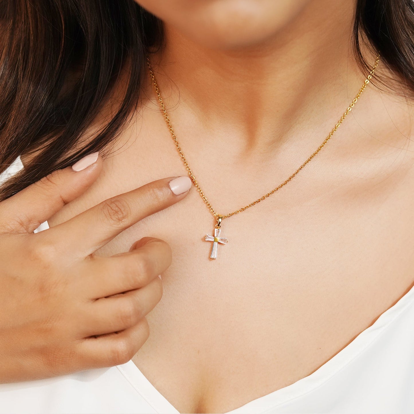 Eternal Shine Cross Pendant Necklace