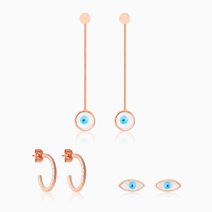 Set Of 3 Evil Eye Earrings